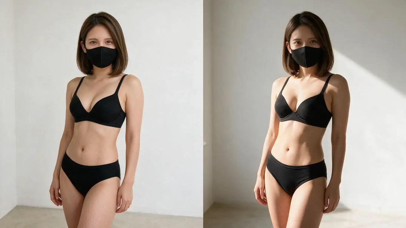 正面からの強い光と横からの柔らかな光による写真の見え方の違い